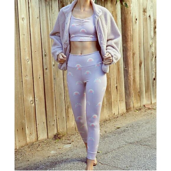 FREE PEOPLE FP Movement Lilac Lotus Leggings // M - Picture 2 of 11